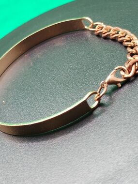 Rose Gold ID Plate Chain Bracelet - Women
